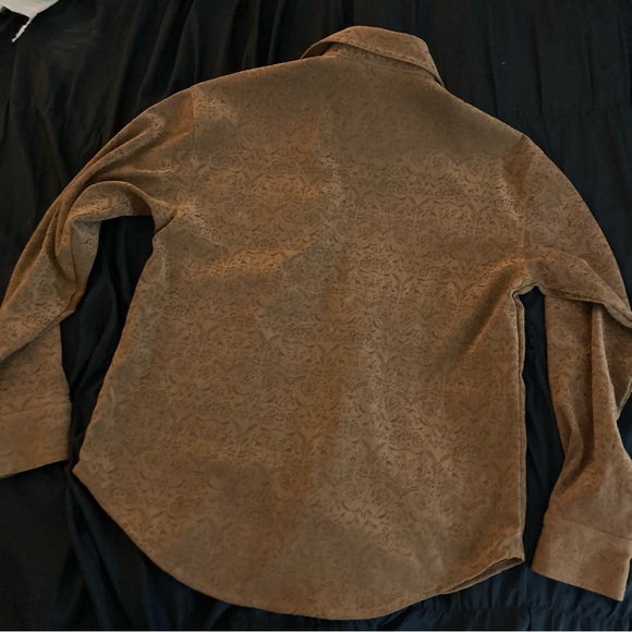 Adolfo International Vtg button down Small brown filigree texture - Picture 10 of 16